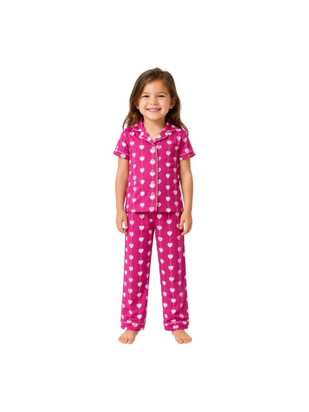 Juicy Couture Heart Print Pajama Set Girls 3T Pink Button Front Sleepwear